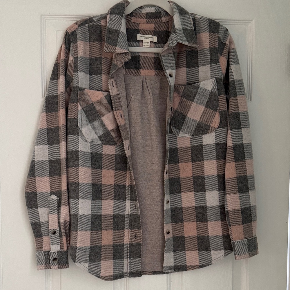 beachlunchlounge Plaid Button Down Shirt - Gray, Pink, Black